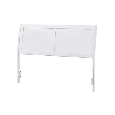 Sleigh Bed Headboard Full Size - Elegant Curved Design, Metal Frame Mount, USB Charger Included - White Finish