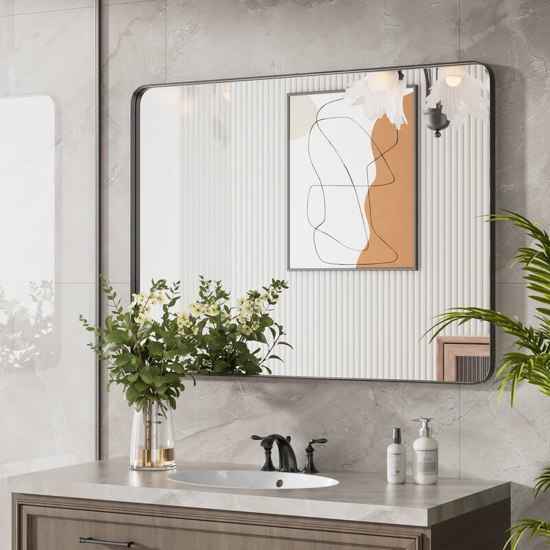 Wall Mirror Vanity Mirror Bathroom Mirror with Round Corner (1 Piece)