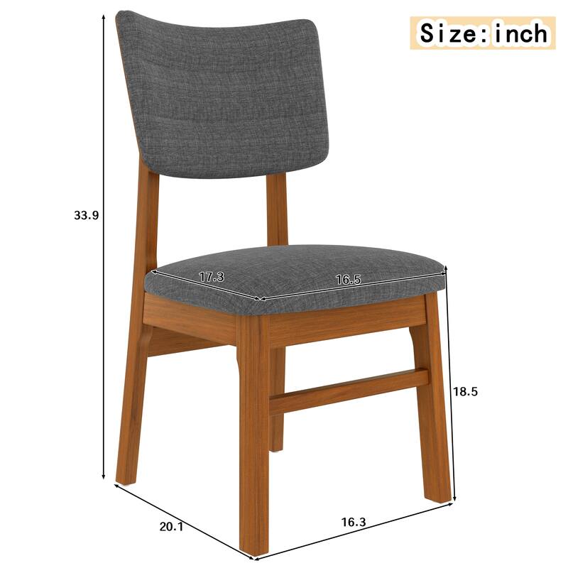 Solid Wood 5 Piece Dining Set with Upholstered Chairs, Mid-Century Style Table Set for Kitchen, Space Saving