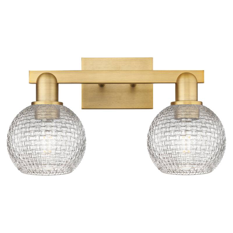 Innovations Lighting Endless Possibilities Arcadia - Athens - 2 Light 17" Basketweave Bath Vanity Light - Brushed Brass