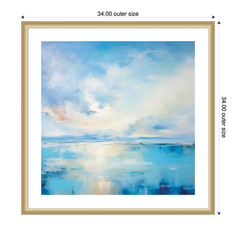 Kate and Laurel Framed Art Serence Coastal Waters Tranquil Landscape by The Creative Bunch Studio