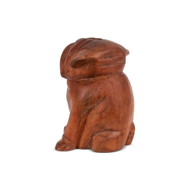 5" Wooden Hand Carved English Bulldog Figurine Statue Sculpture - 5" tall x 4" wide x 3.5" deep