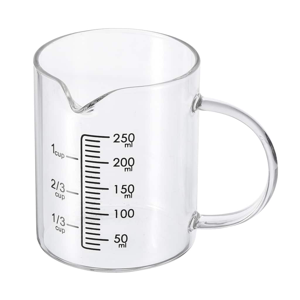 250ml Glass Measuring Cup, 3.3 Borosilicate Glass Black Printed