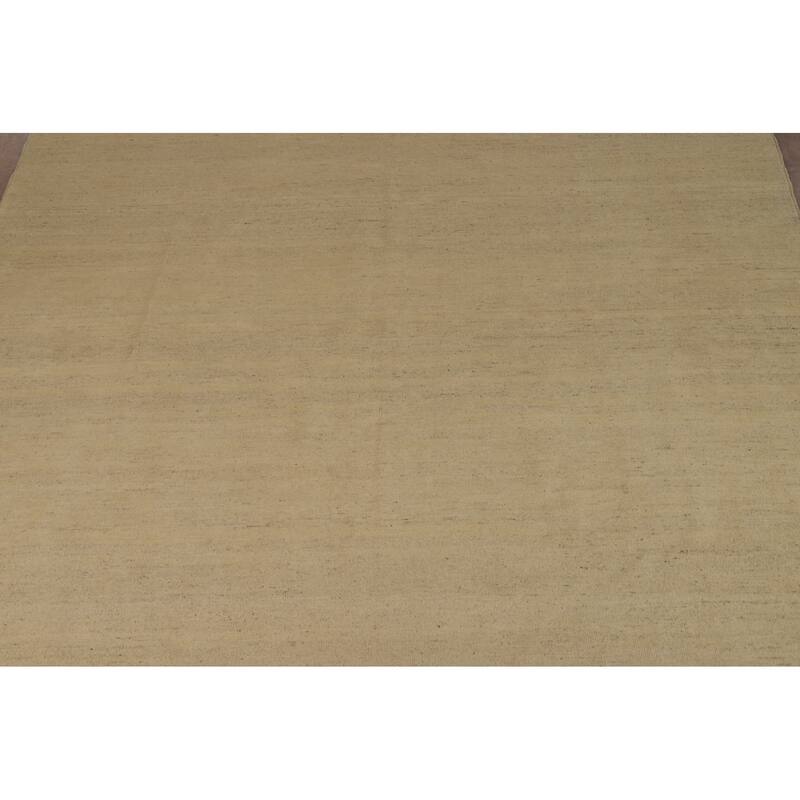Muted Gold Gabbeh Modern Area Rug Handmade Wool Carpet - 8'0"x 9'7"