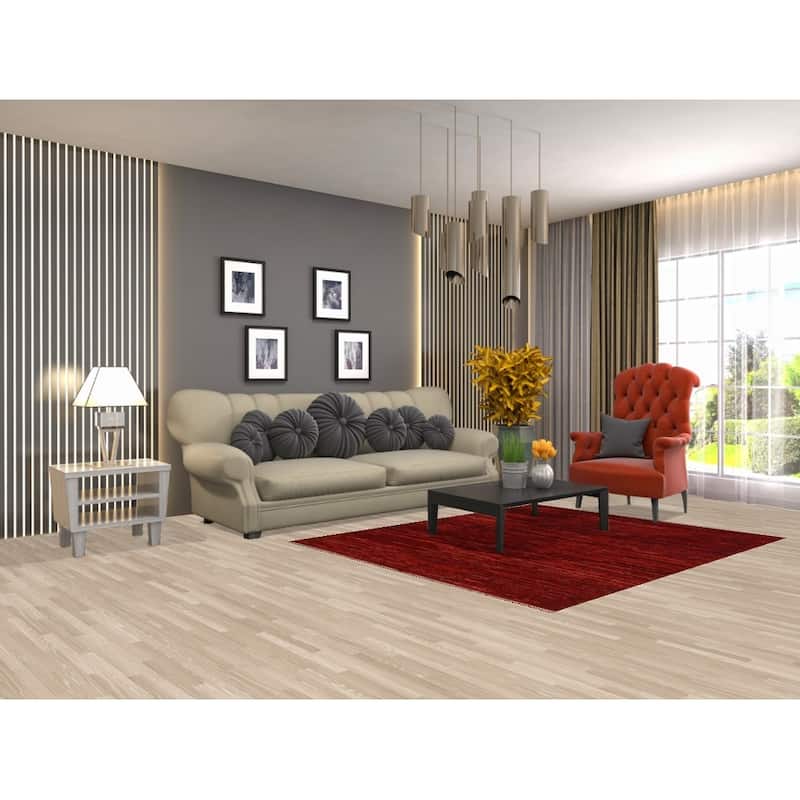 Hand Knotted Oriental 100% Wool Carpet Modern Stripe Red Moroccan Area Rug - 6' 4'' X 5' 2''