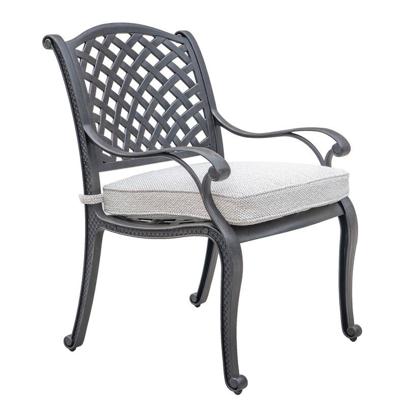 Ventura Cast Aluminum Dining Arm Chair with Cushion - Dark Lava Bronze/Sandstorm
