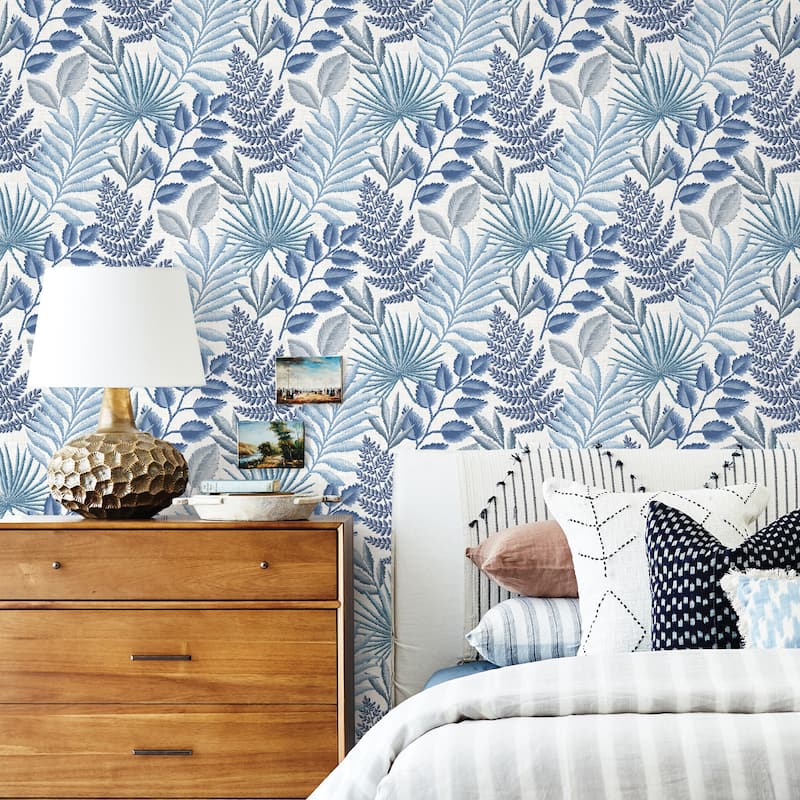 A-Street Prints Palomas Blue Botanical Wallpaper