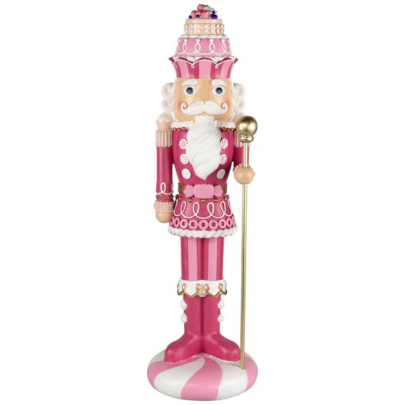 Pastel Candy Nutcracker King Christmas Figure - 21.5" - Pink