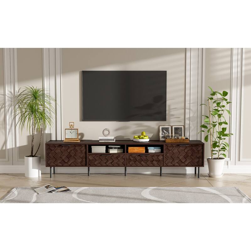 78 inch Modern TV Stand for TVs up to 85", Entertainment Center with Closed Storage & Cable Management