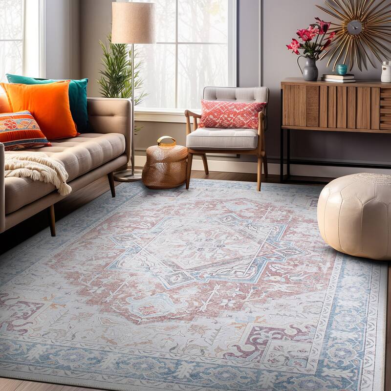 Distressed Boho Machine Washable Area Rug