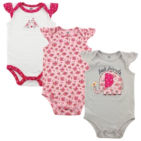 slide 1 of 1, Hudson Baby Infant Girl Cotton Bodysuits 3pk, Best Friends 0-3 Months - Best Friends 3-Pack