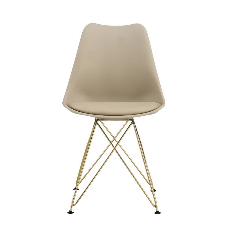 Modern 4 Piece PU Leather Kitchen Dining Chairs with Gold Steel Legs, Cushions for Dining Room Kitchen Living Room Bedroom