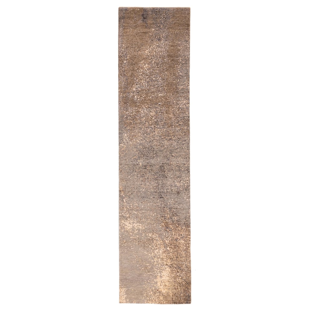 ECARPETGALLERY Hand-knotted Legacy Grey Silk, Wool Rug - 2'5 x 10'5