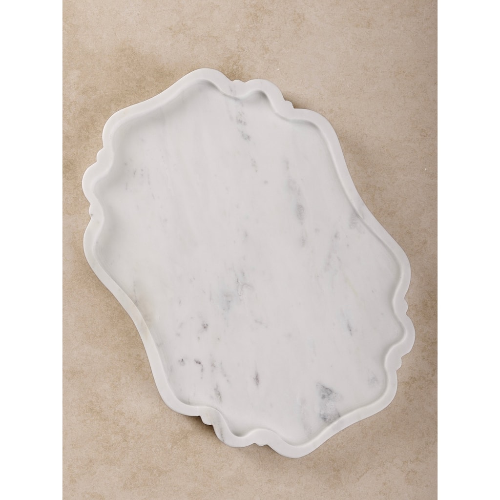 Cascade White Marble Tray - 14 X 10