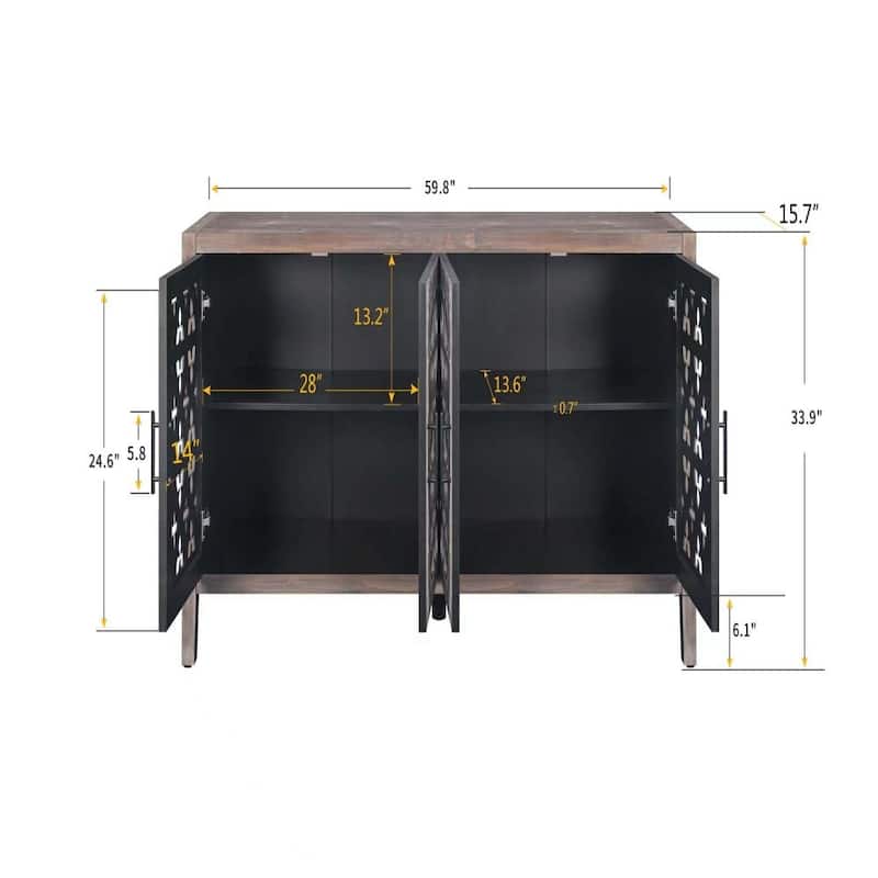 Hollow Four Door Antique Cabinet, American Country Style