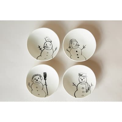 Stoneware Bowl with Snowman