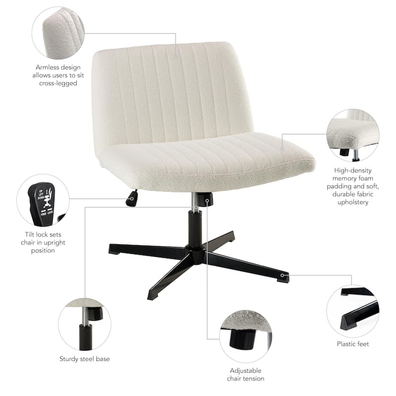 Bush Furniture Sutton Armless Computer Chair Without Wheels