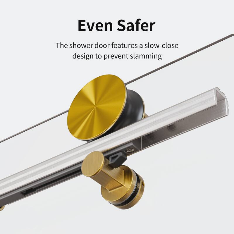 56-60" W x 60" H Frameless Single Sliding Shower Door, 8mm Tempered Glass Soft-Close Bathroom Enclosure - 60x60"