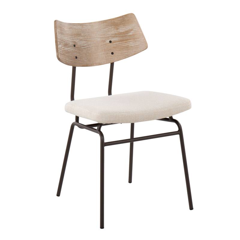 Carson Carrington Garrison Chair (Set of 2) - Cream Fabric/Brown Metal/White Washed Wood