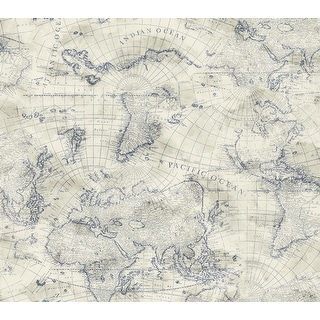 York Wallcoverings Blue And Beige Coastal Map Peel And Stick Wallpaper ...