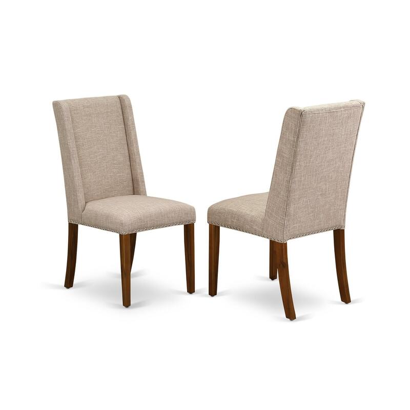 East West Furniture 11 Piece Dinette Set- a Dining Table with Removable Leaf and 10 Linen Fabric Dining Chairs(Finish Options)