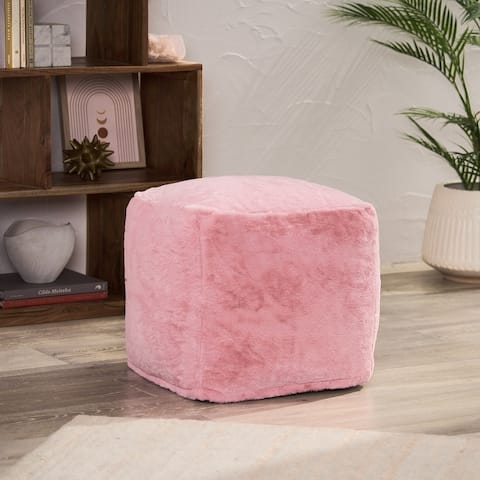 Silkie Faux Fur Cube Pouf by Christopher Knight Home