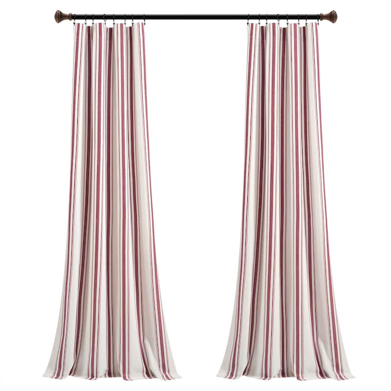 Lush Decor Farmhouse Stripe Yarn Dyed Cotton Window Curtain Panel Pair