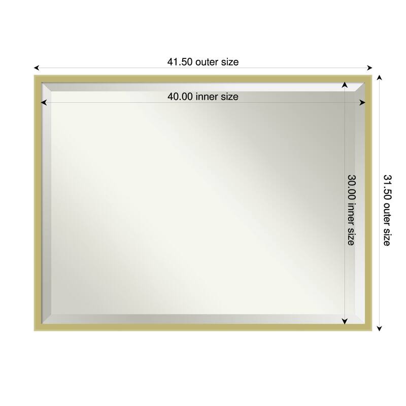 Incline Beveled Wood Framed Bathroom Vanity Wall Mirror - 42 x 32 in - Incline Light Gold