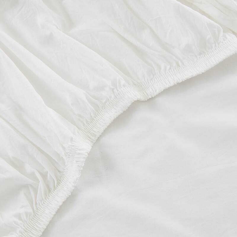 Lush Decor Evelyn Lace Trim White Cotton 4-Piece Sheet Set