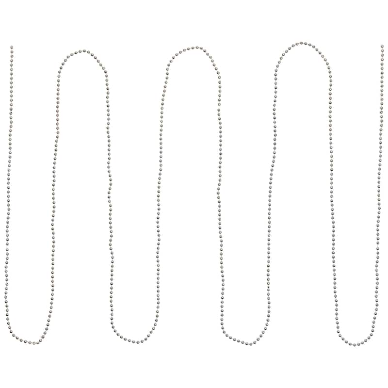 Shiny Beaded Christmas Garland -15' x .25" - Silver - Unlit