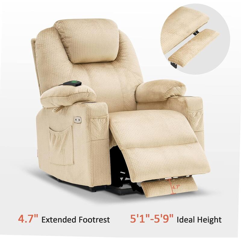 MCombo Electric Power Lift Recliner Chair Sofa with Massage and Heat, 3 Positions, USB Ports, Fabric 7040