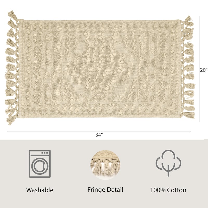 French Connection Nellore Fringe Cotton Bath Rug - On Sale - Bed Bath ...
