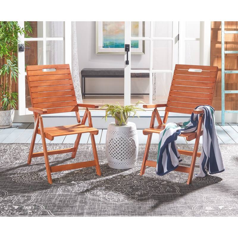 SAFAVIEH Outdoor Ottolien Folding Chair (Set of 2) - 29W x 42D x 22H