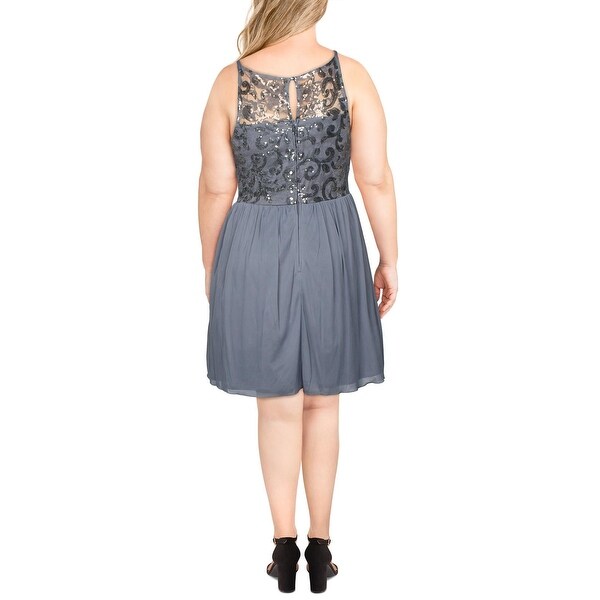 Bcx Women's Plus Juniors Embellished Party Dress Gray Size