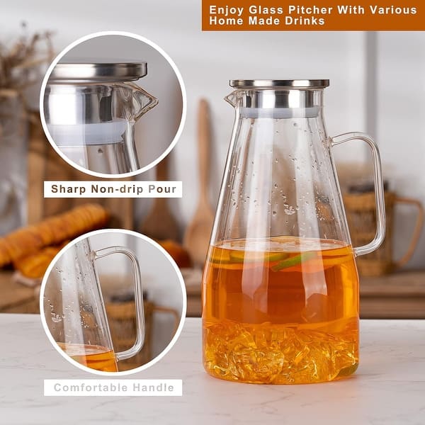 3 Quart Glass Pitcher with Lid,96 oz Borosilicate Boiling Glassware - Bed  Bath & Beyond - 42409067