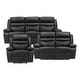 preview thumbnail 21 of 46, Fremont & Park Peperomia 3-Piece Leather Match Power Reclining Sofa Set Black