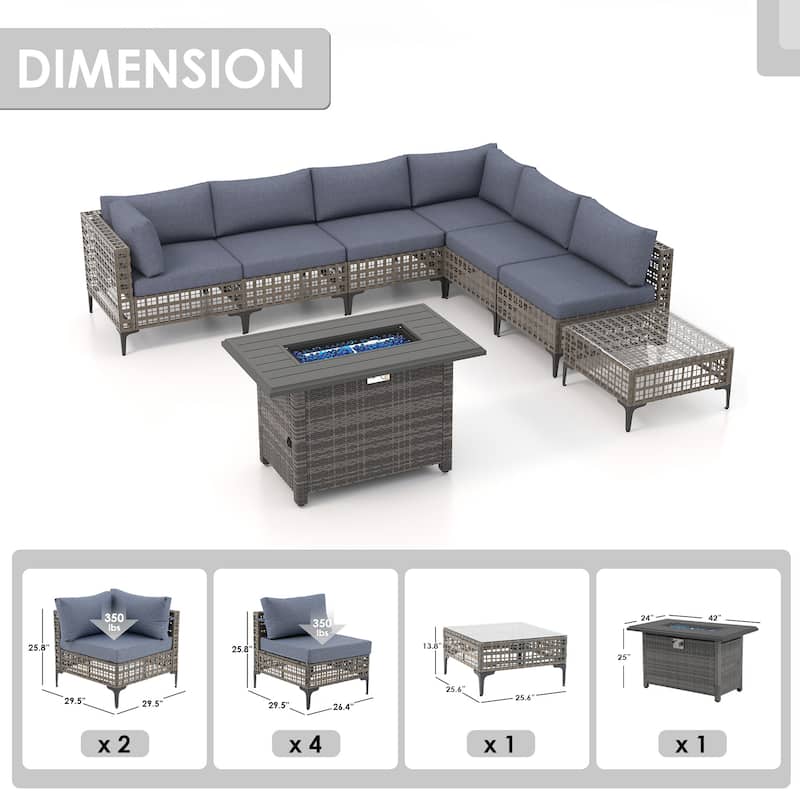 6 - Person Outdoor Sectional Seating Group with Fire Pit