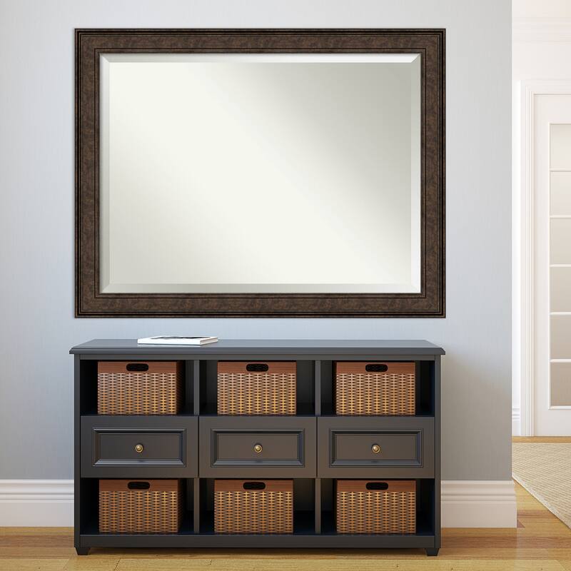 Beveled Bathroom Wall Mirror - Ridge Bronze Frame