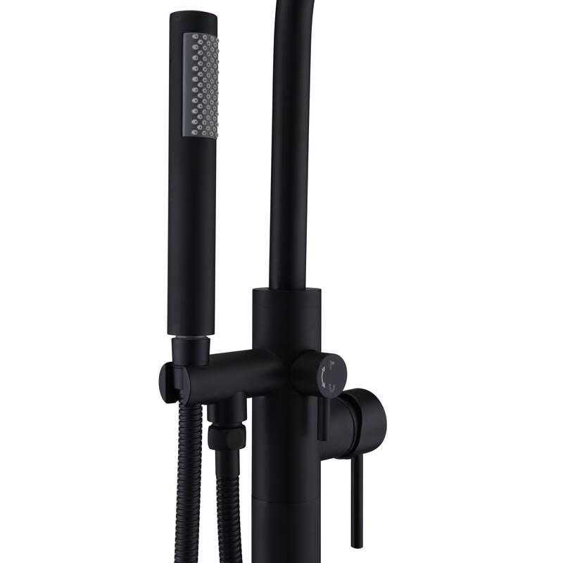 ANZZI Coral 2-Handle Freestanding Claw Foot Tub Faucet with Hand Shower in Matte Black