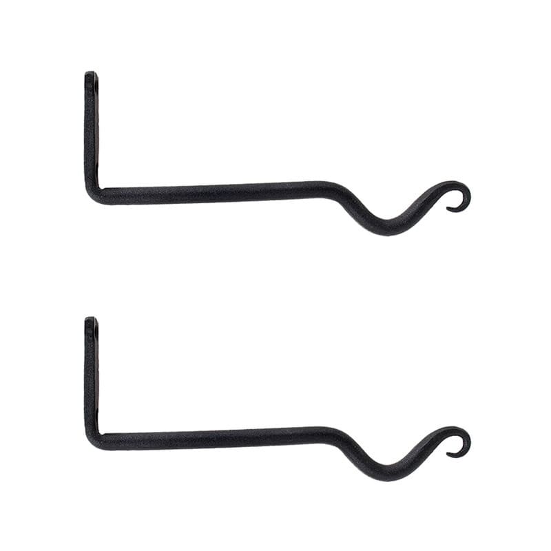 Achla Designs Set of 2 Outdoor Garden Upturned Hanger Hooks, 8 Inch Long, Black Powder Coat Finish