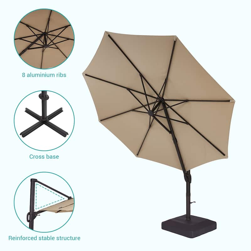 BONOSUKI 11FT Cantilever Patio Umbrella with a Weight Base Bed Bath