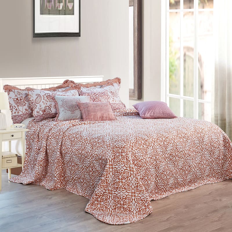 9-pc. Cal King Printed Striped Microfiber Blend Bed Coverlet Set
