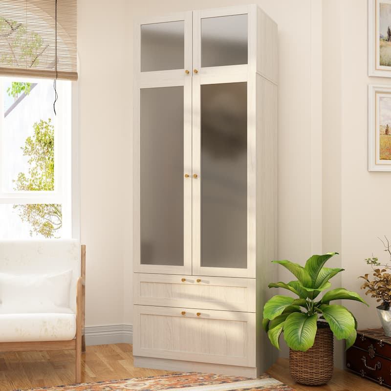Combo Elegant Light Gray Wardrobe Modular Closet Configuration Armoire