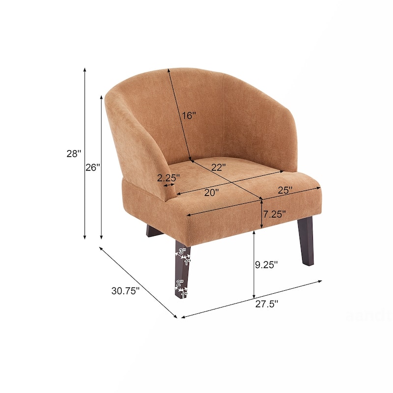 Fabric Round Back Accent Chair With Wood Legs