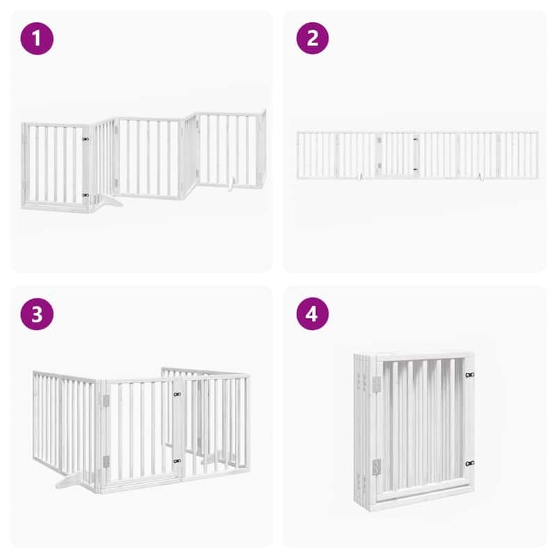 vidaXL Dog Gate Foldable Poplar Wood