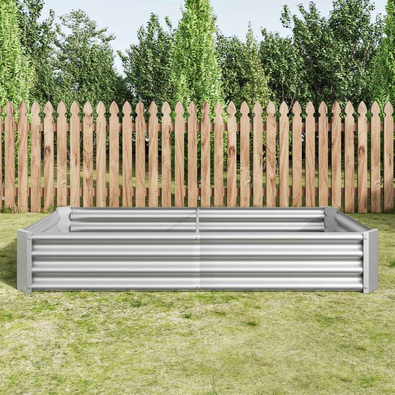 Large Galvanized Metal Raised Garden Bed Open Bottom Rust-Resistant