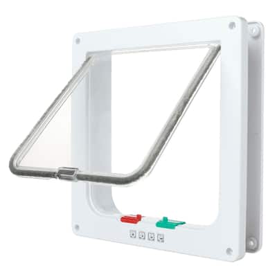 4-Way Locking Cat Door Flap ,Weatherproof for Interior/Exterior, Fits Cats & Dogs