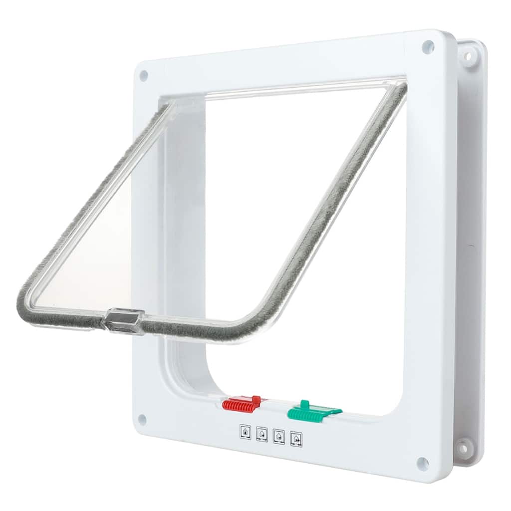 4-Way Locking Cat Door Flap ,Weatherproof for Interior/Exterior, Fits Cats & Dogs