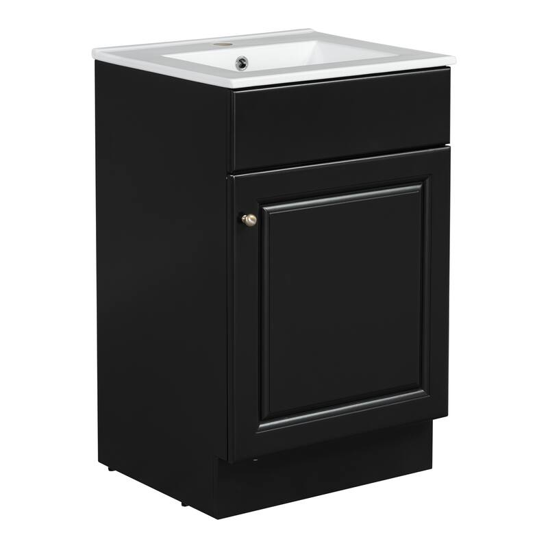 Green 20" Bathroom Vanity Cabinet with Sink, Soft Closing Door, Storage Shelf, and Adjustable Interior Shelf