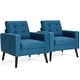preview thumbnail 1 of 31, Costway Set of 2 Modern Tufted Accent Chair Linen Upholstered Armchair Blue